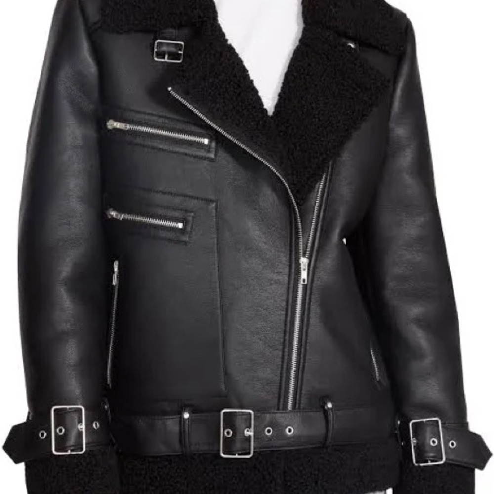Steve Madden Women's Black Shearling Leather Jacket